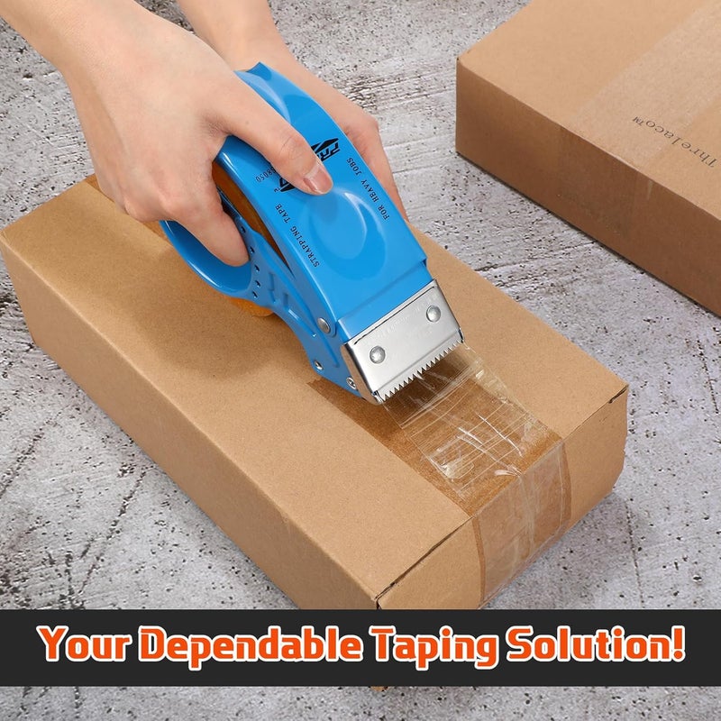 Watersay 12 Pcs 2 Inch Packing Tape Dispenser Gun Heavy Duty Metal Tape Gun for Packing Boxes Wide Tape Gun for Handheld Sealing Cutter Warehouse Tools, White, Orange, Blue - Image 5